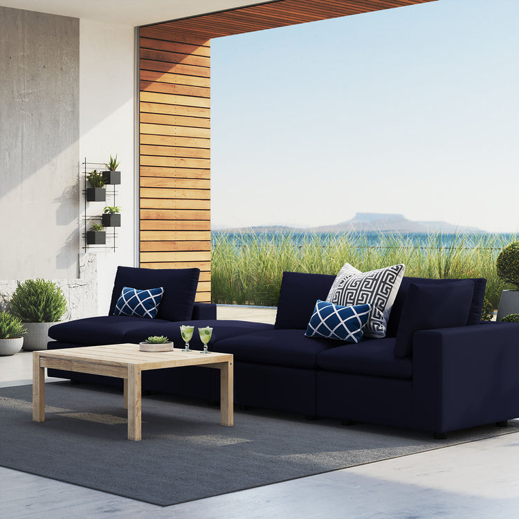 Commix 4-Piece Sunbrella® Outdoor Patio Sectional Sofa - Navy