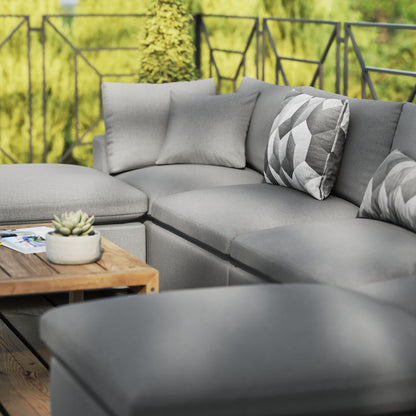 Commix 6-Piece Outdoor Patio Sectional Sofa - Charcoal