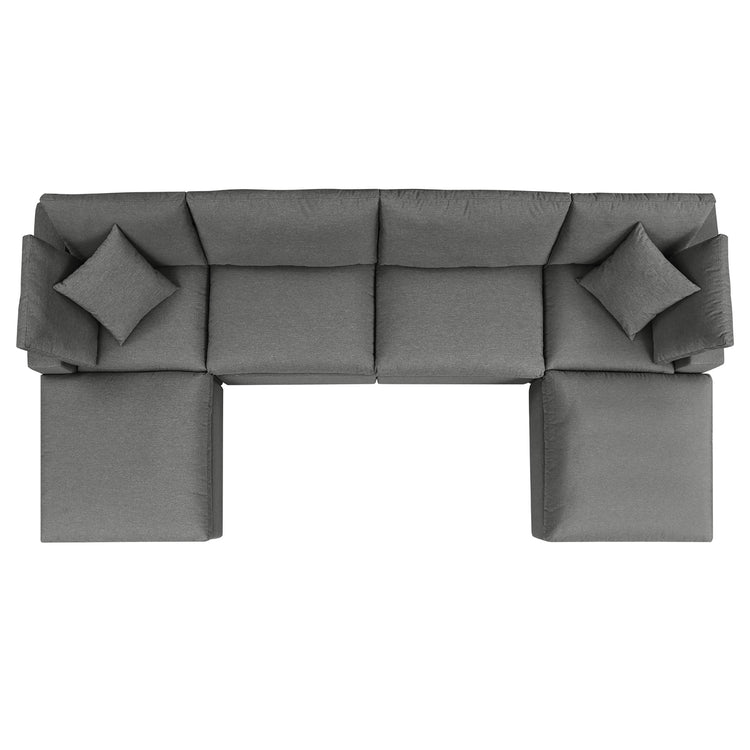 Commix 6-Piece Outdoor Patio Sectional Sofa - Charcoal