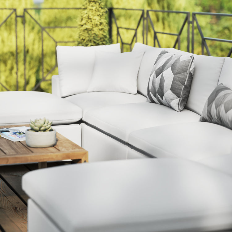 Commix 6-Piece Outdoor Patio Sectional Sofa - White