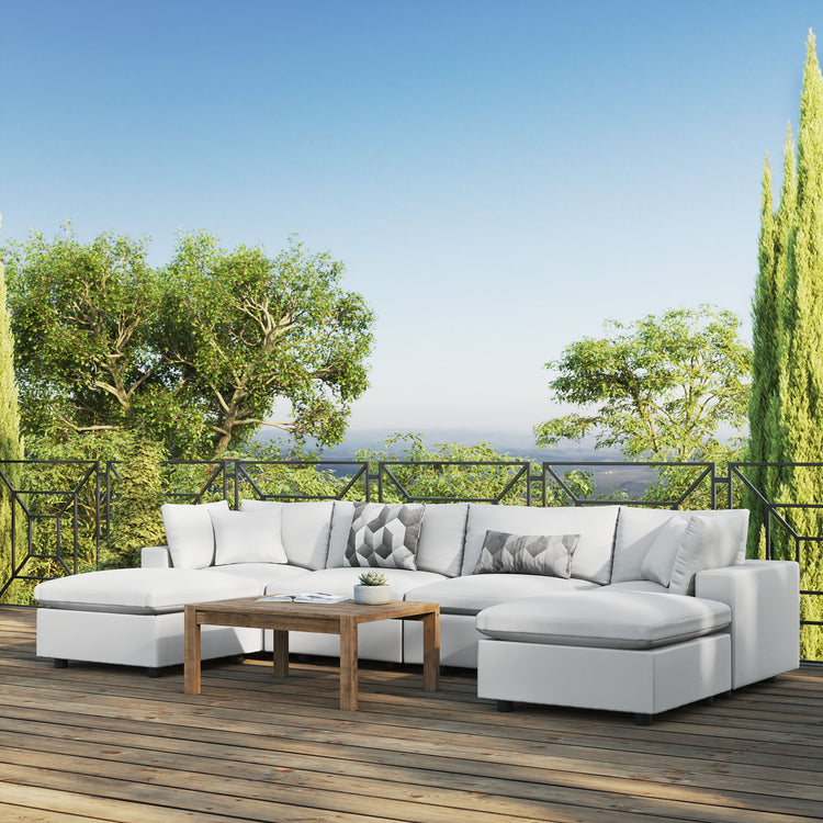 Commix 6-Piece Outdoor Patio Sectional Sofa - White