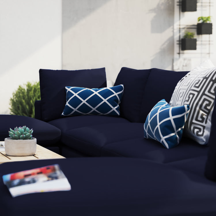 Commix 6-Piece Sunbrella® Outdoor Patio Sectional Sofa - Navy