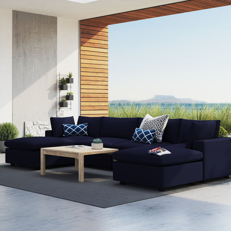 Commix 6-Piece Sunbrella® Outdoor Patio Sectional Sofa - Navy
