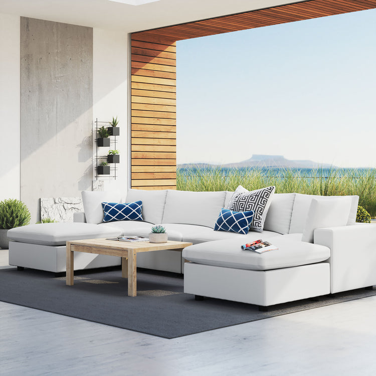 Commix 6-Piece Sunbrella® Outdoor Patio Sectional Sofa - White