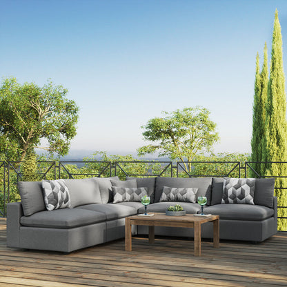 Commix 5-Piece Outdoor Patio Sectional Sofa - Charcoal