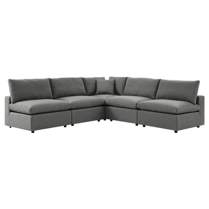 Commix 5-Piece Outdoor Patio Sectional Sofa - Charcoal
