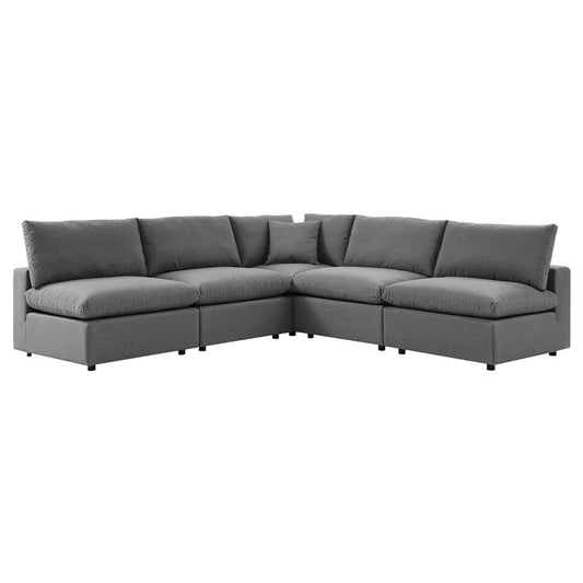 Commix 5-Piece Outdoor Patio Sectional Sofa - Charcoal