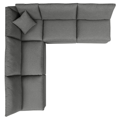 Commix 5-Piece Outdoor Patio Sectional Sofa - Charcoal