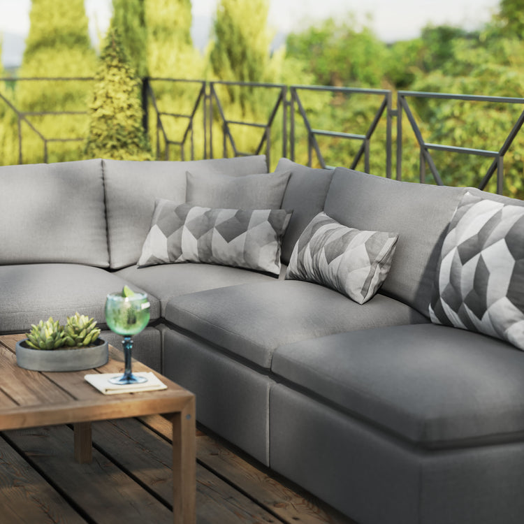 Commix 5-Piece Outdoor Patio Sectional Sofa - Charcoal