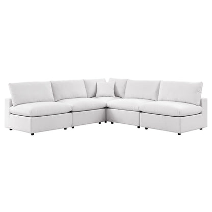 Commix 5-Piece Outdoor Patio Sectional Sofa - White