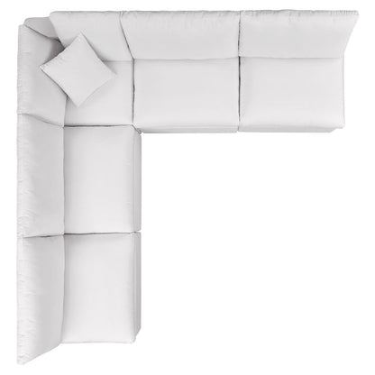 Commix 5-Piece Outdoor Patio Sectional Sofa - White