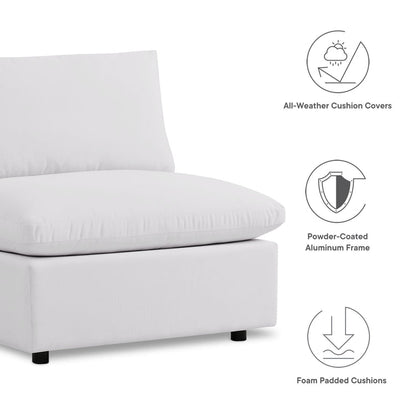 Commix 5-Piece Outdoor Patio Sectional Sofa - White