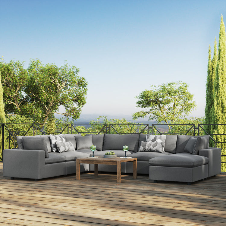 Commix 7-Piece Outdoor Patio Sectional Sofa - Charcoal