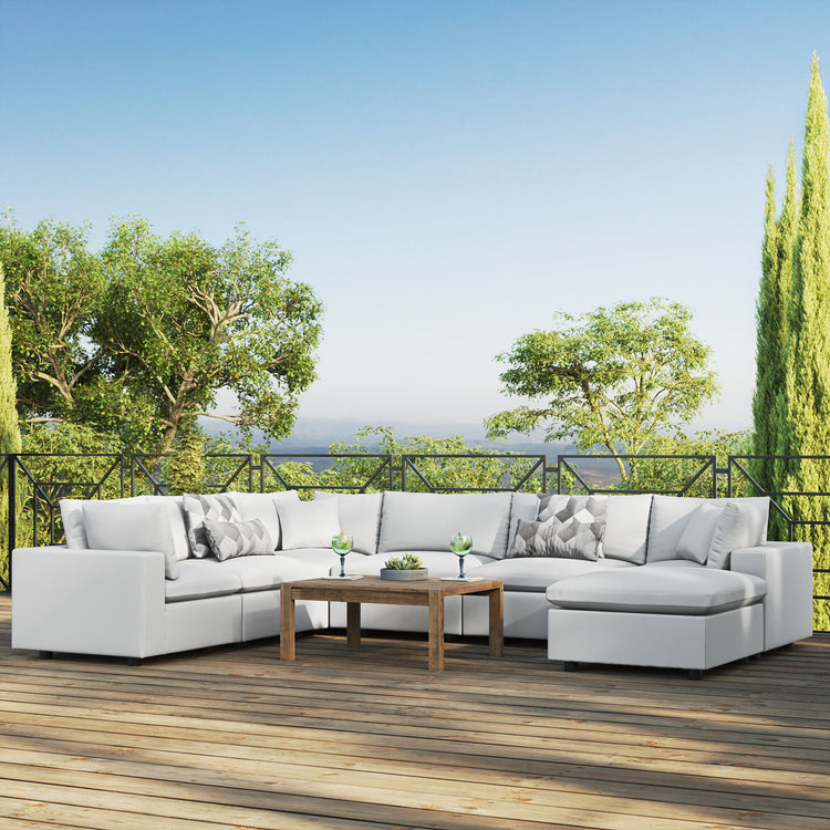 Commix 7-Piece Outdoor Patio Sectional Sofa - White