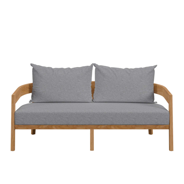 Brisbane Teak Wood Outdoor Patio Loveseat - Natural Gray