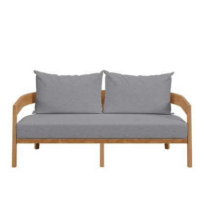 Brisbane Teak Wood Outdoor Patio Loveseat - Natural Gray