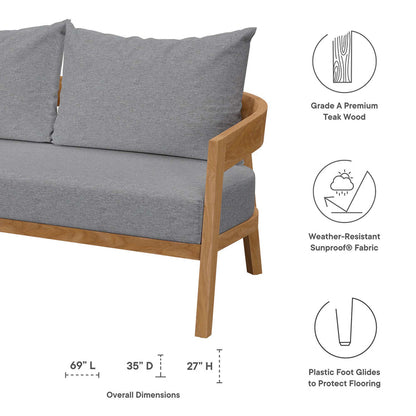 Brisbane Teak Wood Outdoor Patio Loveseat - Natural Gray
