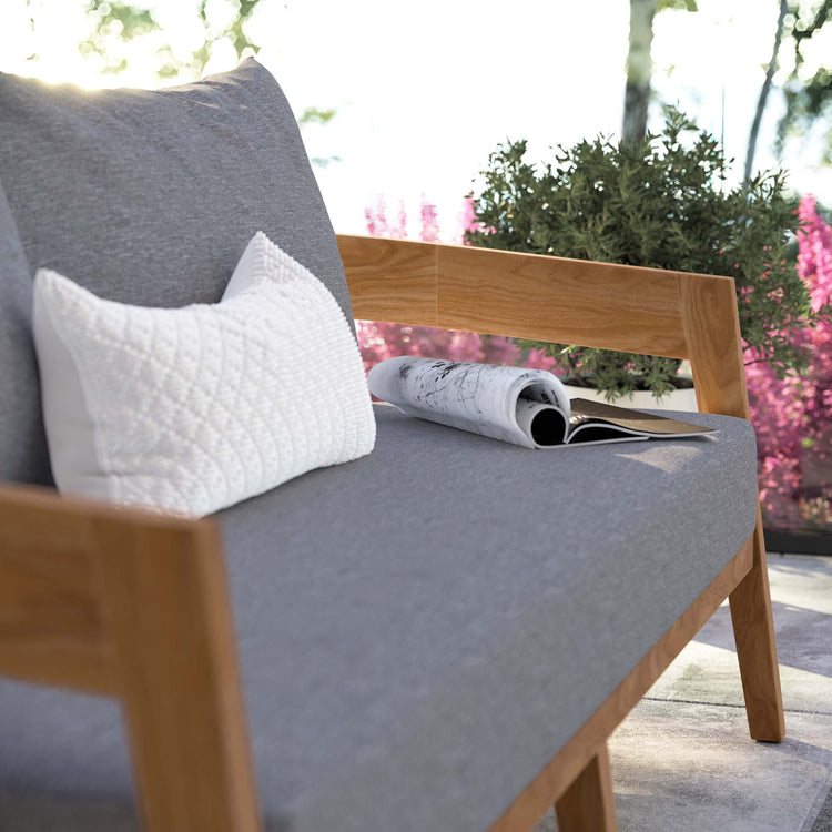 Brisbane Teak Wood Outdoor Patio Loveseat - Natural Gray