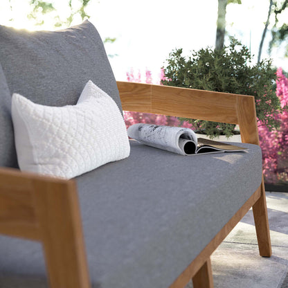 Brisbane Teak Wood Outdoor Patio Loveseat - Natural Gray