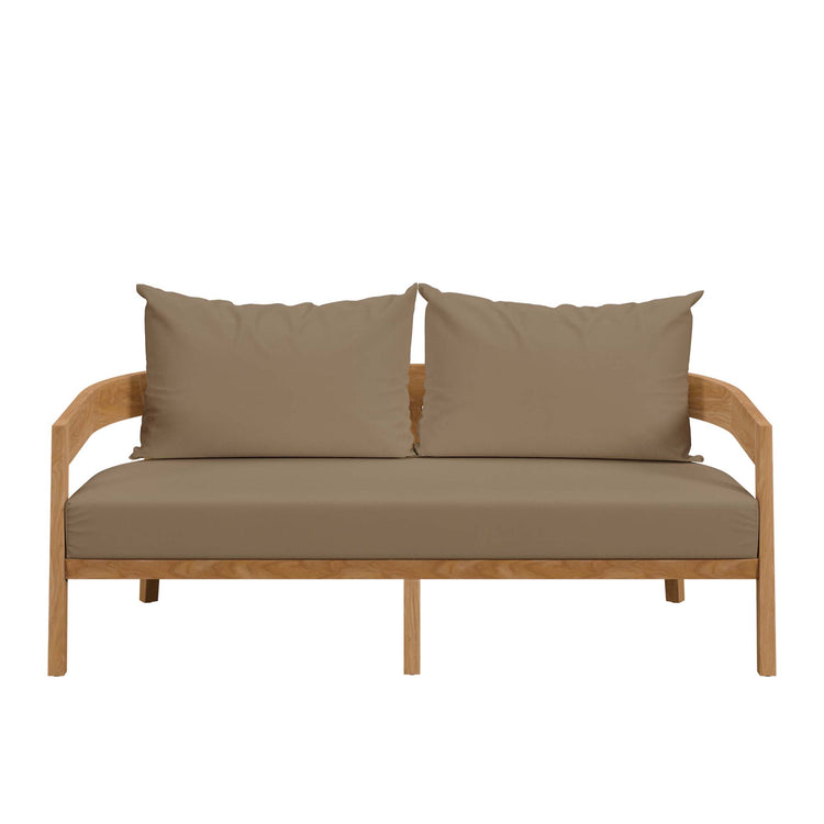 Brisbane Teak Wood Outdoor Patio Loveseat - Natural Light Brown