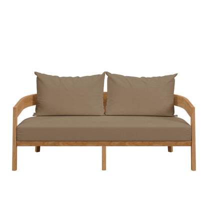 Brisbane Teak Wood Outdoor Patio Loveseat - Natural Light Brown