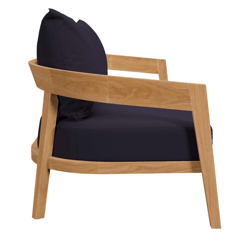 Brisbane Teak Wood Outdoor Patio Loveseat - Natural Navy