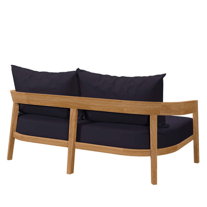 Brisbane Teak Wood Outdoor Patio Loveseat - Natural Navy