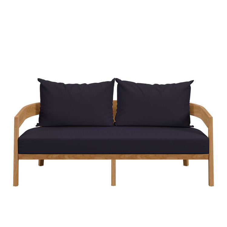 Brisbane Teak Wood Outdoor Patio Loveseat - Natural Navy