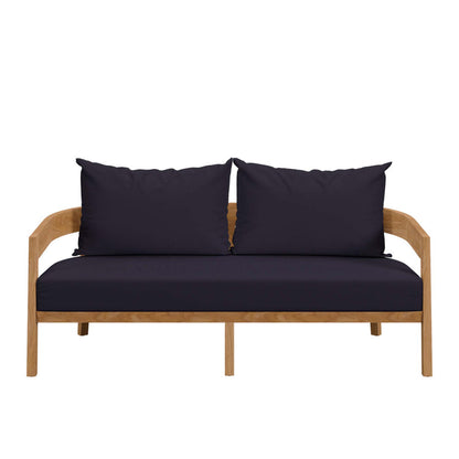 Brisbane Teak Wood Outdoor Patio Loveseat - Natural Navy