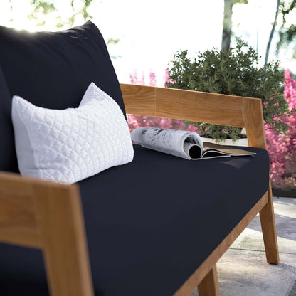 Brisbane Teak Wood Outdoor Patio Loveseat - Natural Navy
