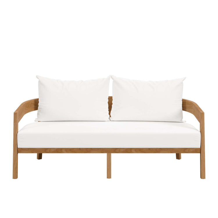 Brisbane Teak Wood Outdoor Patio Loveseat - Natural White