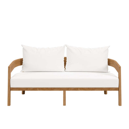 Brisbane Teak Wood Outdoor Patio Loveseat - Natural White