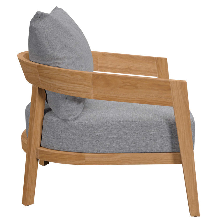 Brisbane Teak Wood Outdoor Patio Armchair - Natural Gray