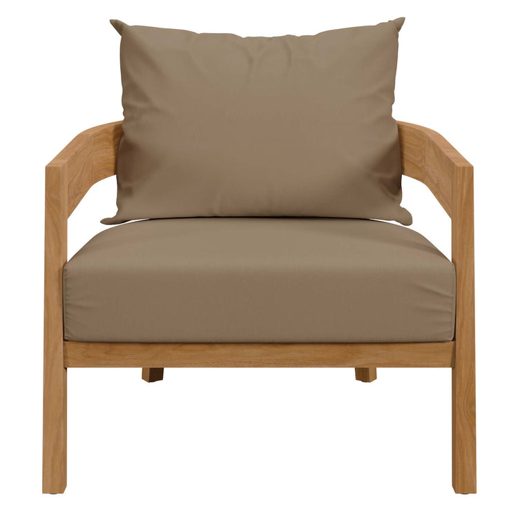 Brisbane Teak Wood Outdoor Patio Armchair - Natural Light Brown