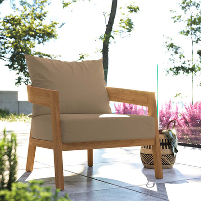 Brisbane Teak Wood Outdoor Patio Armchair - Natural Light Brown
