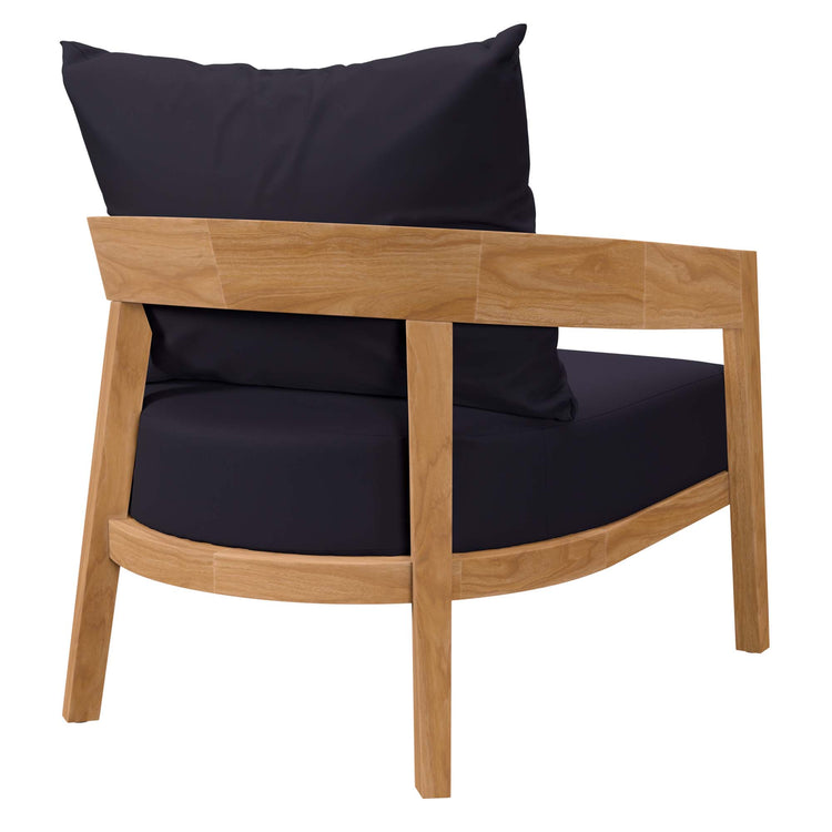 Brisbane Teak Wood Outdoor Patio Armchair - Natural Navy