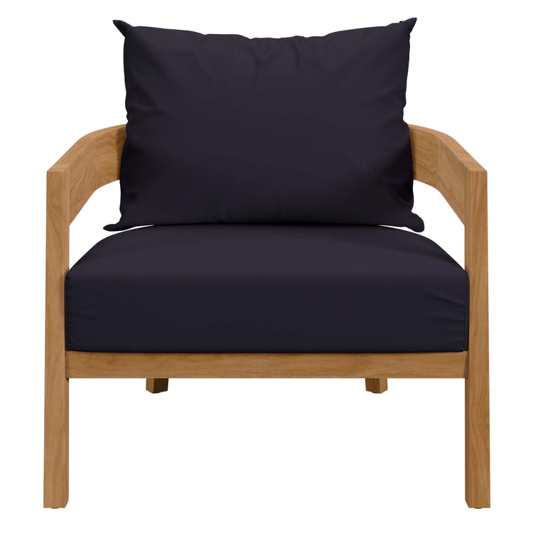 Brisbane Teak Wood Outdoor Patio Armchair - Natural Navy