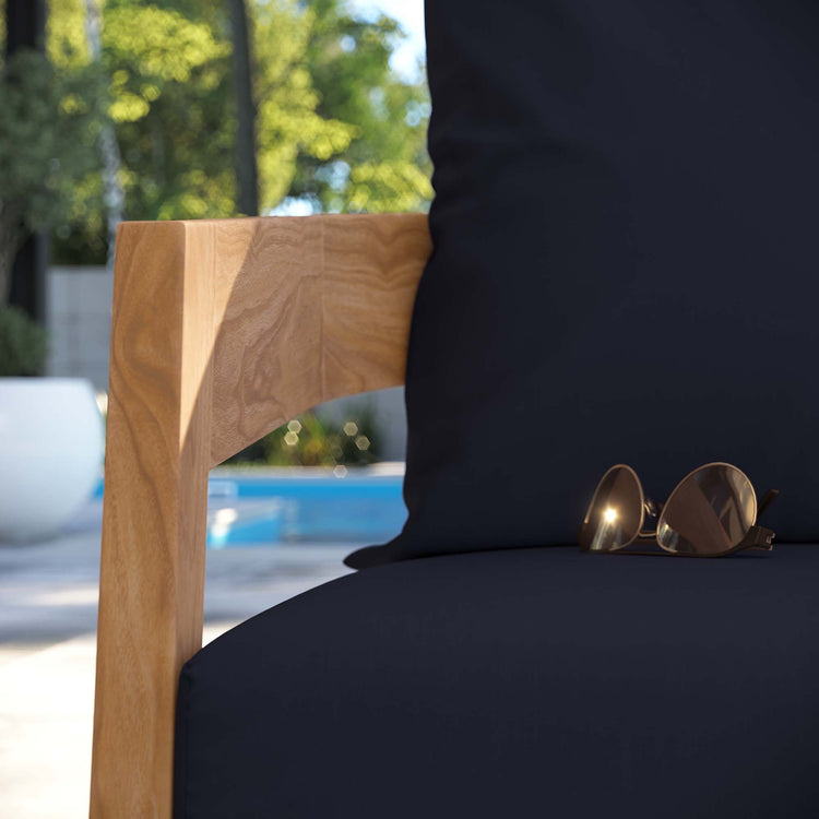 Brisbane Teak Wood Outdoor Patio Armchair - Natural Navy