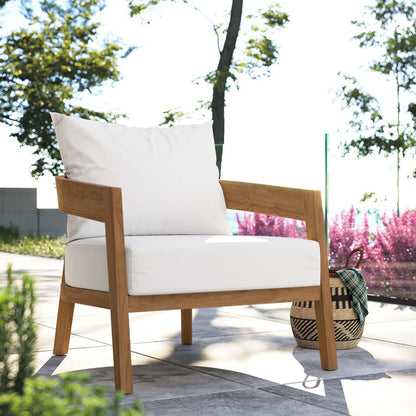 Brisbane Teak Wood Outdoor Patio Armchair - Natural White