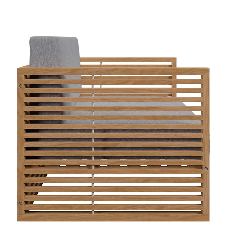 Carlsbad Teak Wood Outdoor Patio Loveseat - Natural Gray