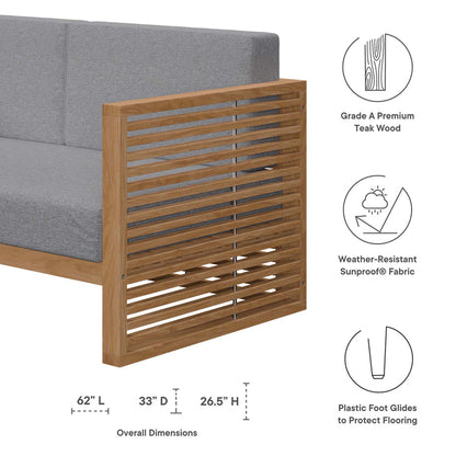 Carlsbad Teak Wood Outdoor Patio Loveseat - Natural Gray
