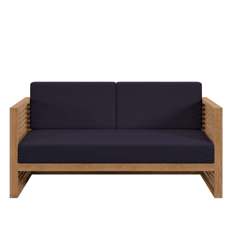 Carlsbad Teak Wood Outdoor Patio Loveseat - Natural Navy