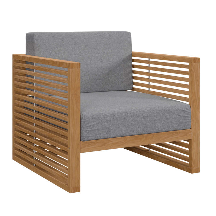 Carlsbad Teak Wood Outdoor Patio Armchair - Natural Gray