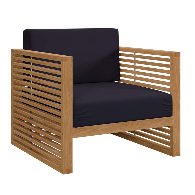 Carlsbad Teak Wood Outdoor Patio Armchair - Natural Navy