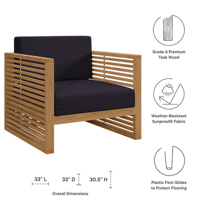 Carlsbad Teak Wood Outdoor Patio Armchair - Natural Navy