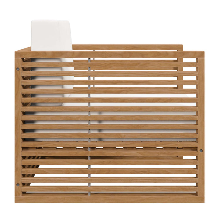 Carlsbad Teak Wood Outdoor Patio Armchair - Natural White