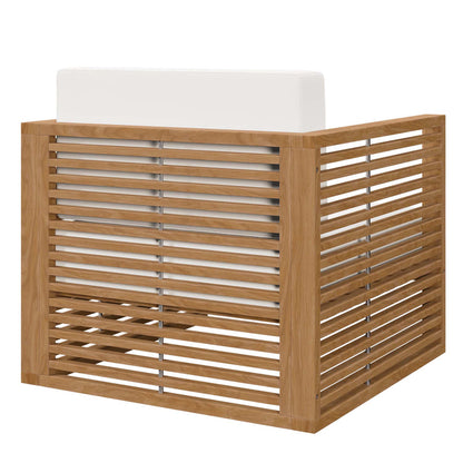 Carlsbad Teak Wood Outdoor Patio Armchair - Natural White