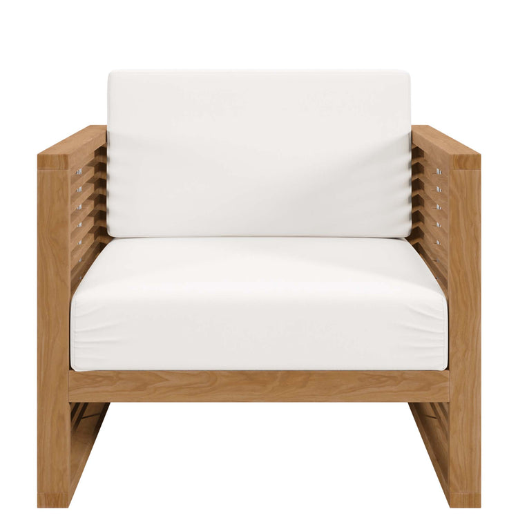 Carlsbad Teak Wood Outdoor Patio Armchair - Natural White