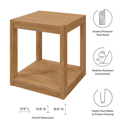 Carlsbad Teak Wood Outdoor Patio Side Table - Default Title