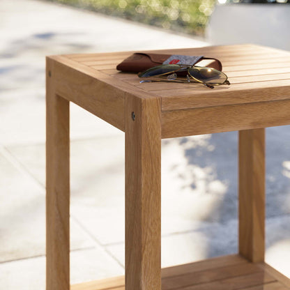 Carlsbad Teak Wood Outdoor Patio Side Table - Default Title